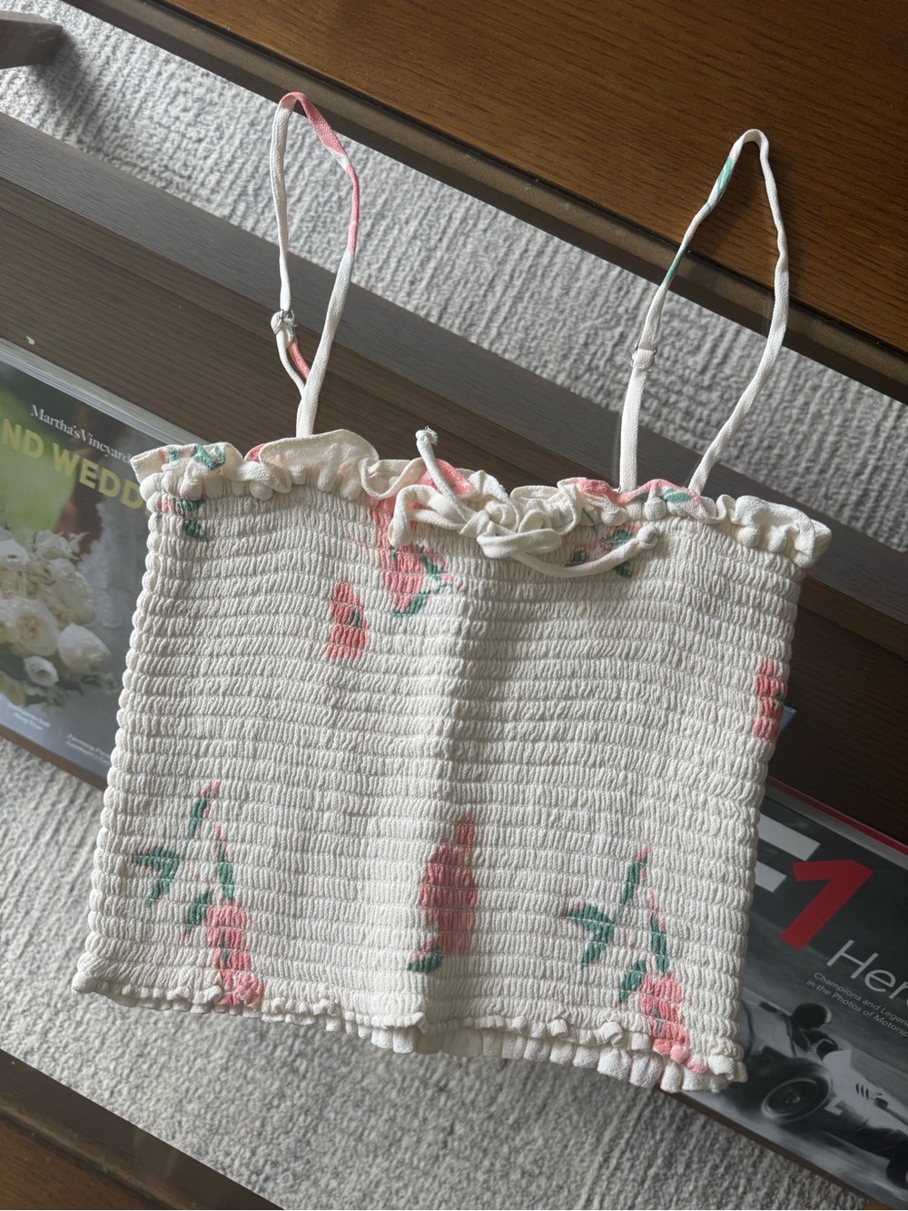 Reformation Smocked Crop Top